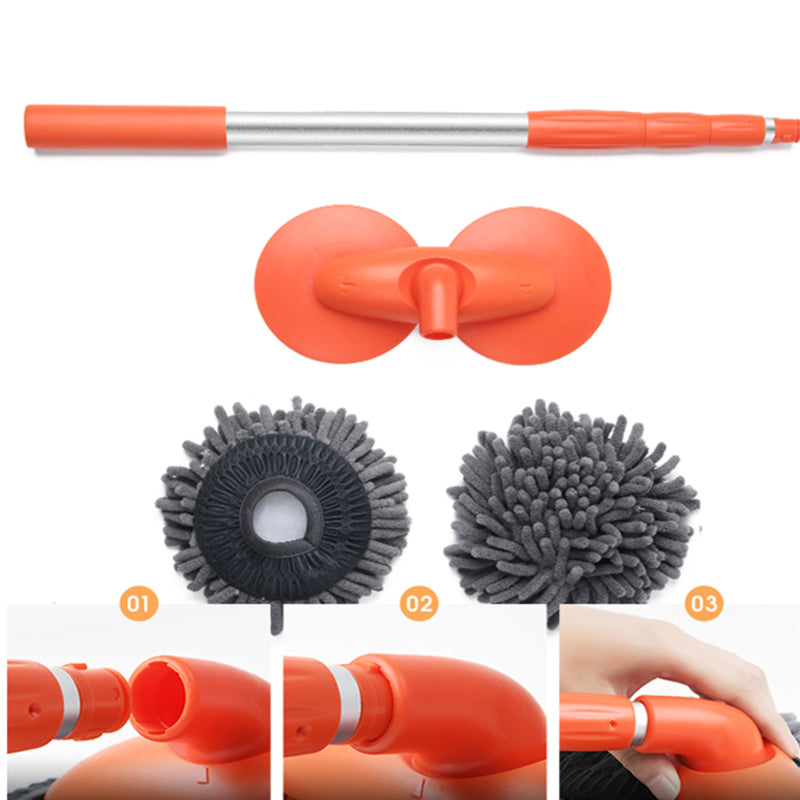 Rotary Chenille Soft Brush Long Handle Retractable Car Wash Mop - sZn7
