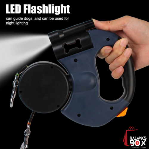 Dual Reflective Retractable Dog Leash with Lights