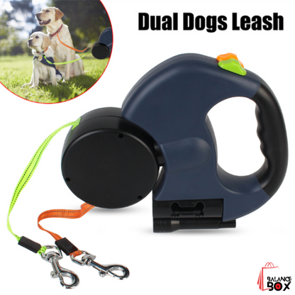 Dual Reflective Retractable Dog Leash with Lights